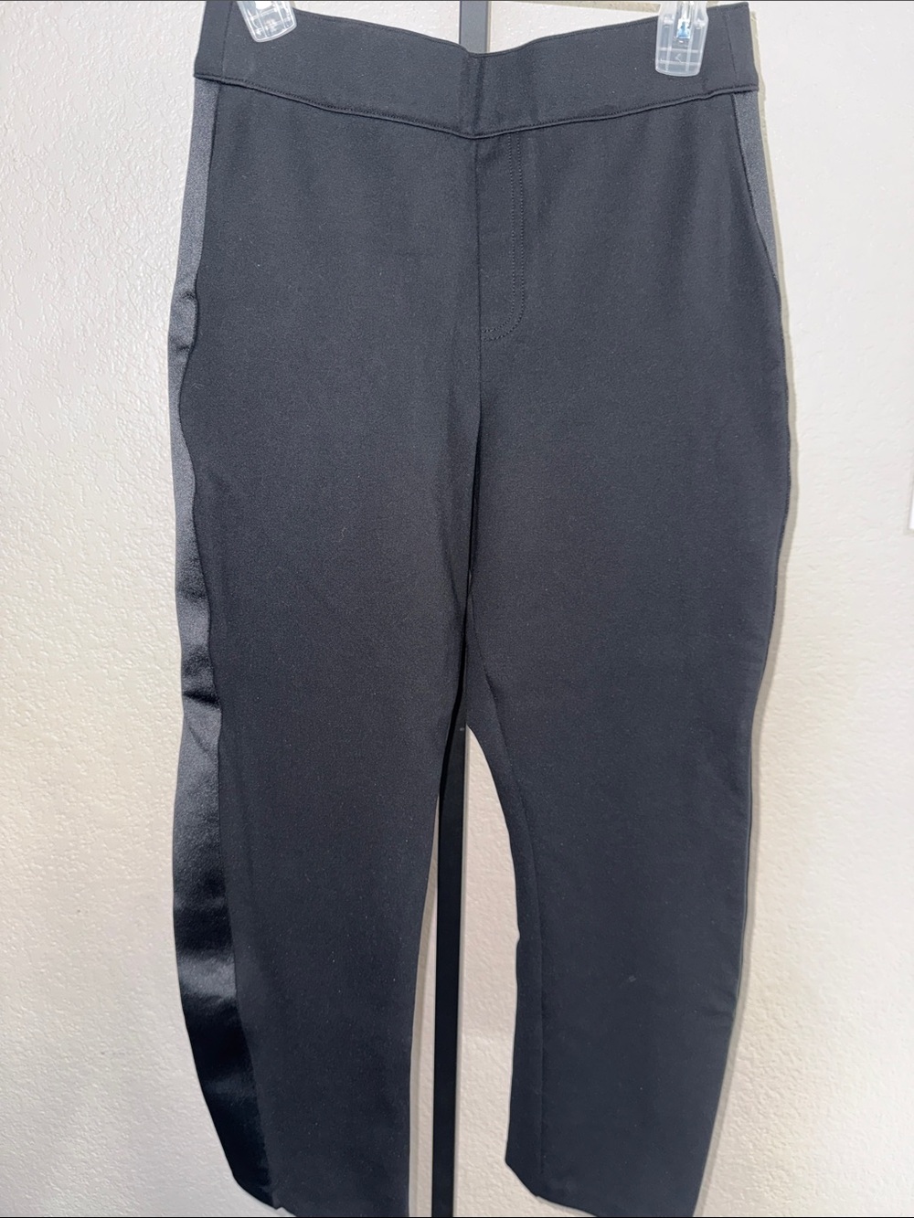 SPANX Black Straight-Leg Pants with Satin Side Stripe